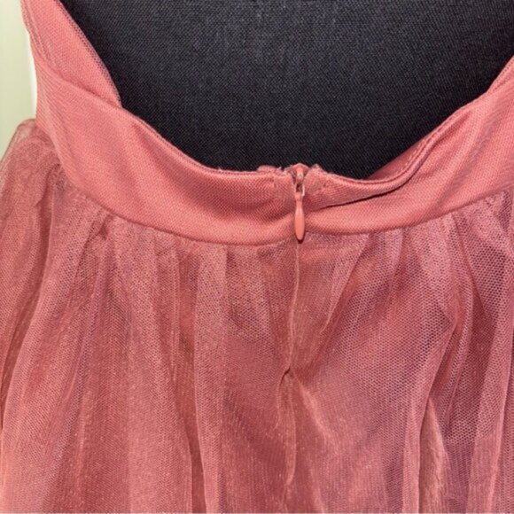 HAUTE MONDE PLUNGING-V CRISSCROSS OPEN BACK TULLE DRESS L DEEP ROSE FAIRYCORE - Picture 10 of 11